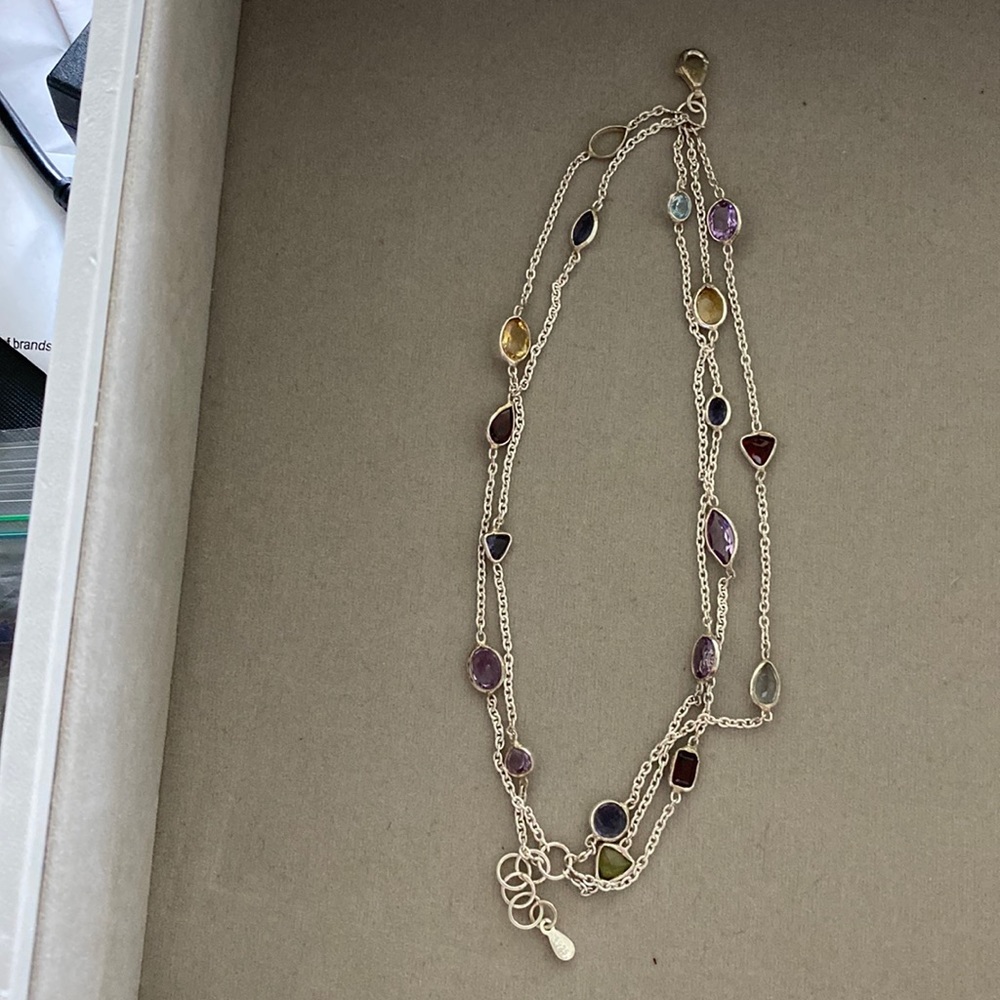 Multi colored crystals in 925 silver bracelet